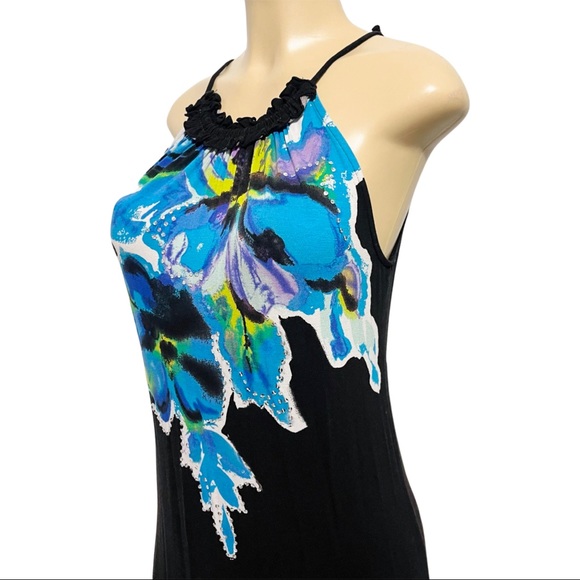 S Vintage INC International Concepts Floral Blue & Black Sequin Dress - Picture 3 of 14